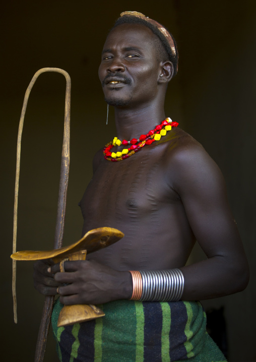 Dassanech Tribe Man With A Whip, Omorate, Omo Valley, Ethiopia