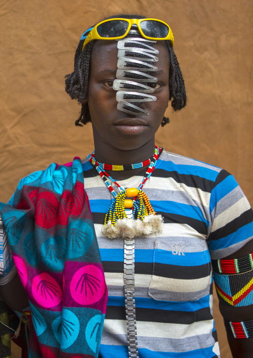 Bana Teenager With Clips, Key Afer, Omo Valley, Ethiopia