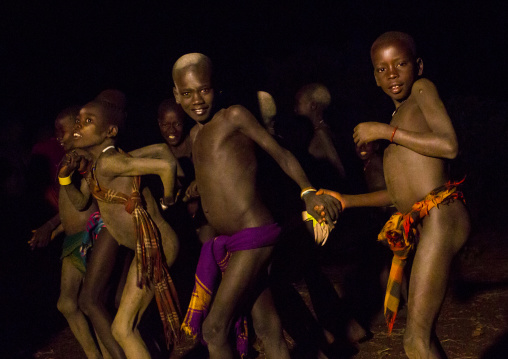 Bodi Tribe Men Celebrating The Kael, Hana Mursi, Omo Valley, Ethiopia