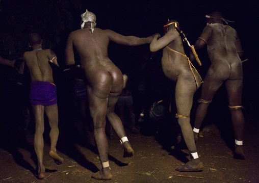 Bodi Tribe Men Celebrating The Kael, Hana Mursi, Omo Valley, Ethiopia