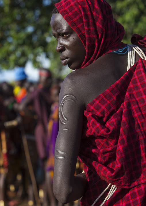 Bodi Tribe Woman With Scarifications On Her Arm, Hana Mursi, Omo Valley, Ethiopia