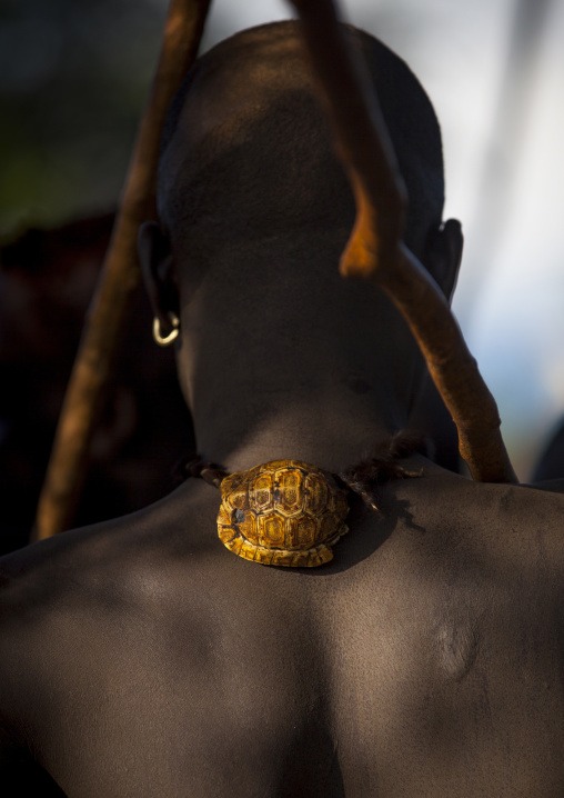 Bodi Tribe Warrior With A Turtle Necklace, Hana Mursi, Omo Valley, Ethiopia