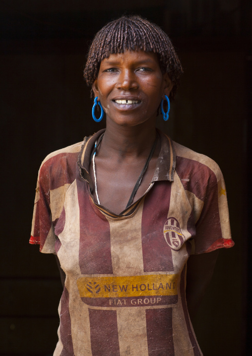 Hamer Tribe Woman With A Juventus United  Football Shirt, Turmi, Omo Valley, Ethiopia