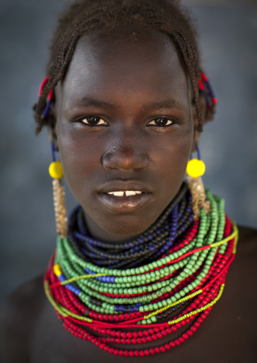Dassanech Tribe Young Woman, Omorate, Omo Valley, Ethiopia