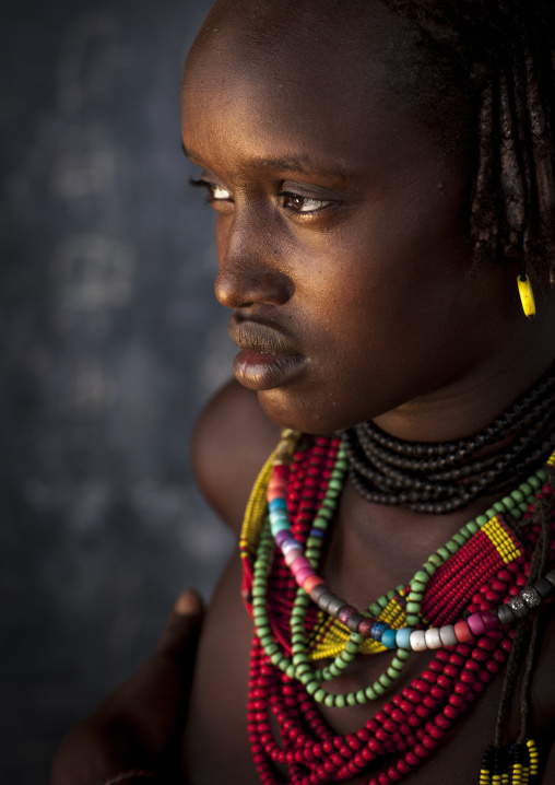 Dassanech Tribe Young Woman, Omorate, Omo Valley, Ethiopia