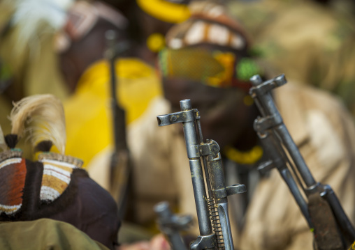 Dassanech Men With Their Guns, Omorate, Omo Valley, Ethiopia
