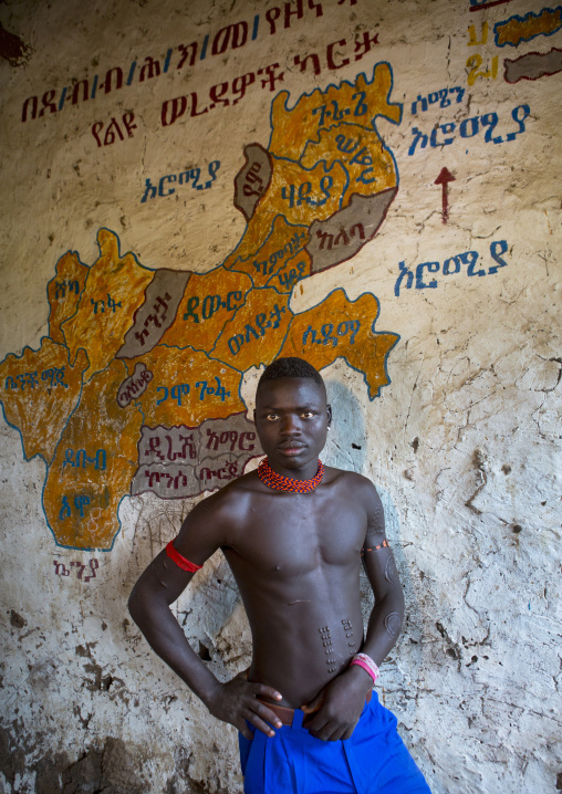 Mursi Tribe Boy In A School, Mago Park, Omo Valley, Ethiopia