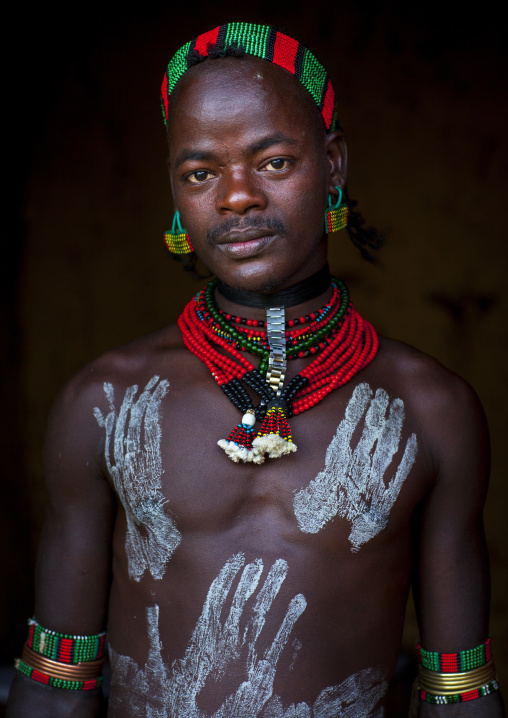 Bashada Tribe Man With Body Painting, Dimeka, Omo Valley, Ethiopia