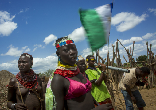 Karo People Participating In A Tribal Dance Ceremony, Duss, Omo Valley, Ethiopia