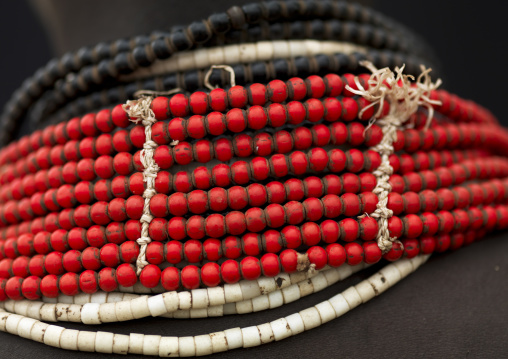 Detail Of Beaded Red Necklace Worn By A Karo Ethiopia