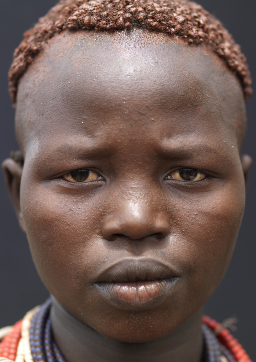 Portrait Of Dyed Hair Karo Woman Ethiopia