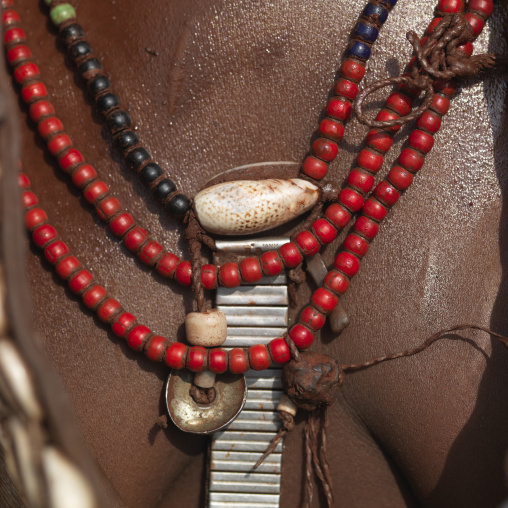 Detail Of Beaded Necklace Of A Hamer Woman Omo Valley Ethiopia
