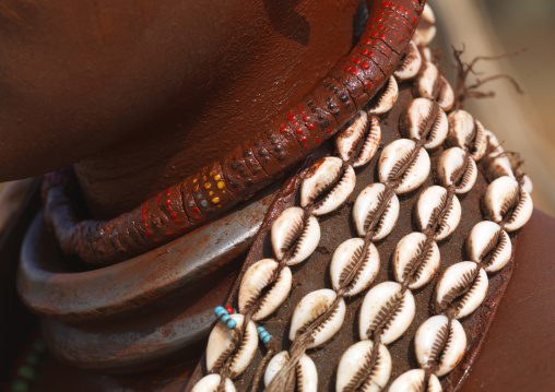 Detail Of A Shell And Iron Necklace Worn By A Hamer Woman Ethiopia