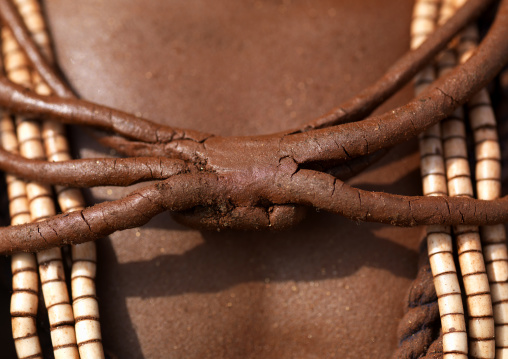 Red Clay Necklace On Hamer Chest Ethiopia