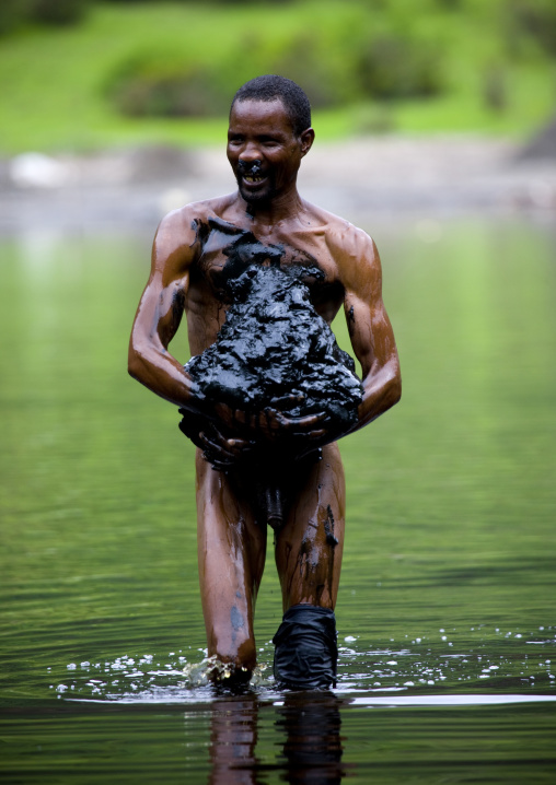 Borana Tribe Man Carrying Salt Taken From El Sod Volcano, Yabello, Omo Valley, Ethiopia