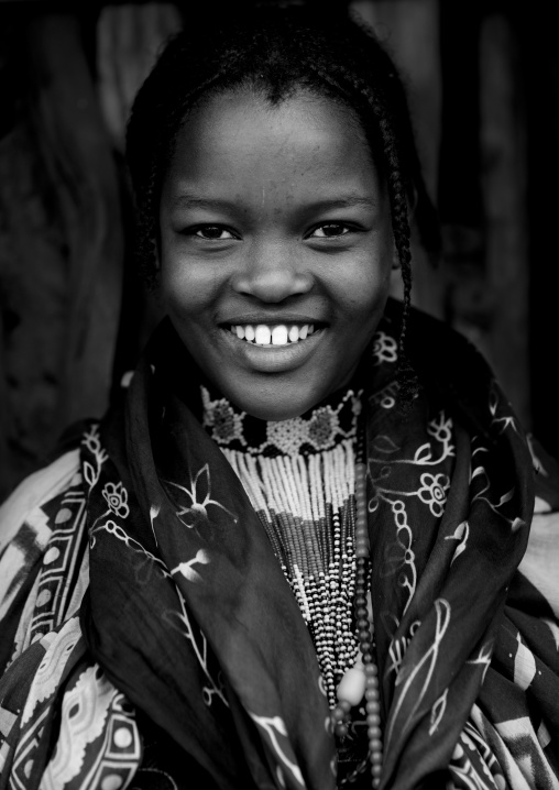 Portrait Of A Borana Tribe Girl With Toothy Smile, Yabello, Omo Valley, Ethiopia