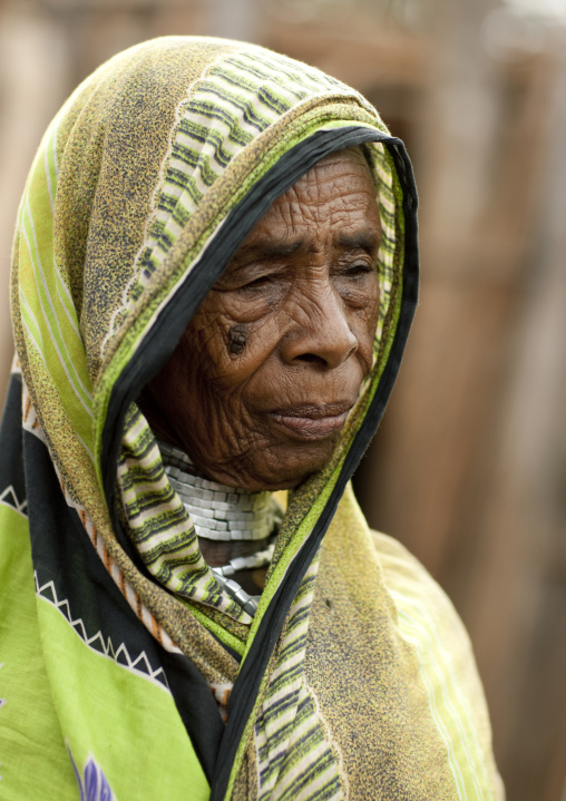 Senior Borana Tribe Woman With Shawl, Omo Valley, Ethiopia