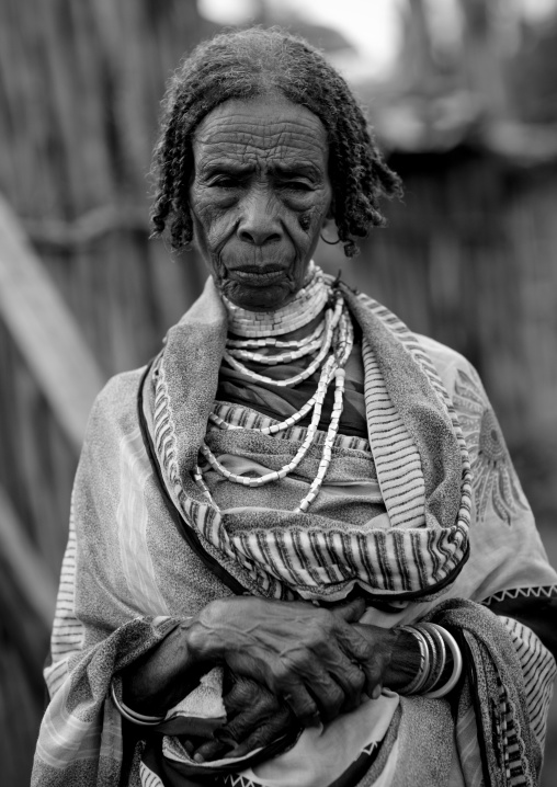 Black And White Portrait Of A Old Borana Tribe Woman, Yabello, Omo Valley, Ethiopia