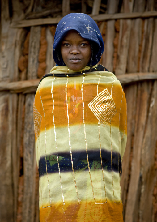 Borana Tribe Girl Dressed In Colored Loincloth, Omo Valley, Ethiopia