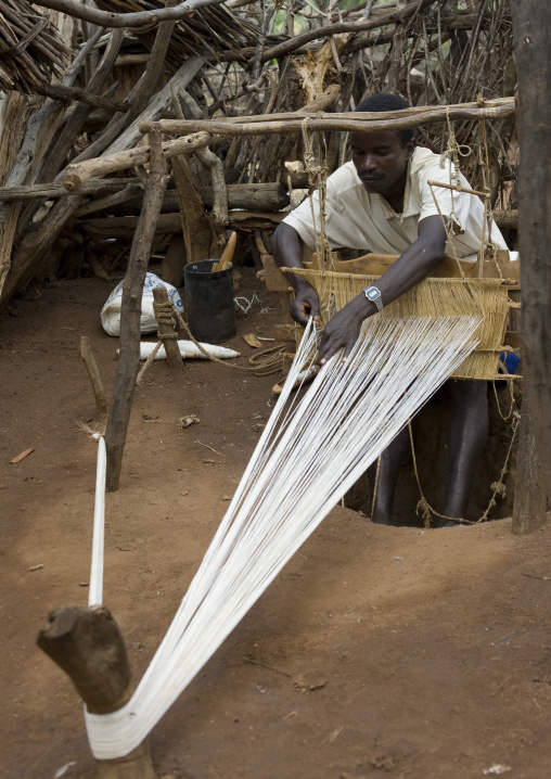 Portrait Of A Konso Tribe Weaver Working, Konso, Omo Valley, Ethiopia