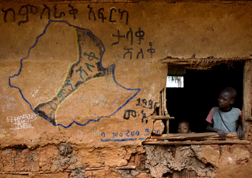 Kids Showing Up At The Window Of The Mecheke School, Konso Tribe, Omo Valley, Ethiopia