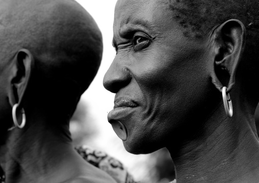 Portrait Of A Smiling Bodi Old Woman With Enlarged Ear, Omo Valley, Ethiopia