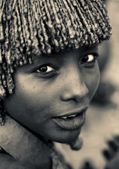 Young Hamer Tribe Woman Looking Back To The Camera, Omo Valley, Ethiopia