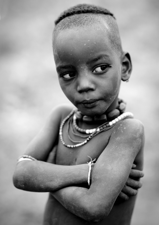 Serious Hamar Tribe Kid With 50 Cent Chain, Turmi, Omo Valley, Ethiopia
