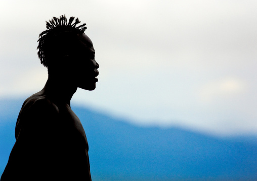 Silhouette Of A Karo Tribe Man, Korcho, Ethiopia