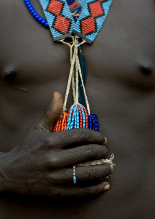Detail Of The Traditional Necklace Of A Banna Warrior, Turmi, Ethiopia