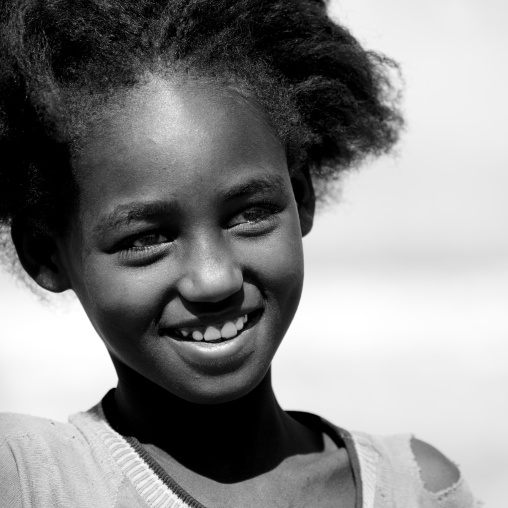 Young Smiling Poor Girl Portrait Ethiopia