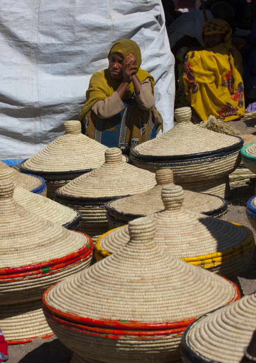 Injera market sold in a market, Bati, Amhara region, Ethiopia