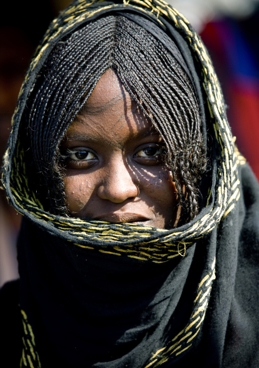 Afar tribe woman with scarifications on her face, Assaita, Afar regional state, Ethiopia