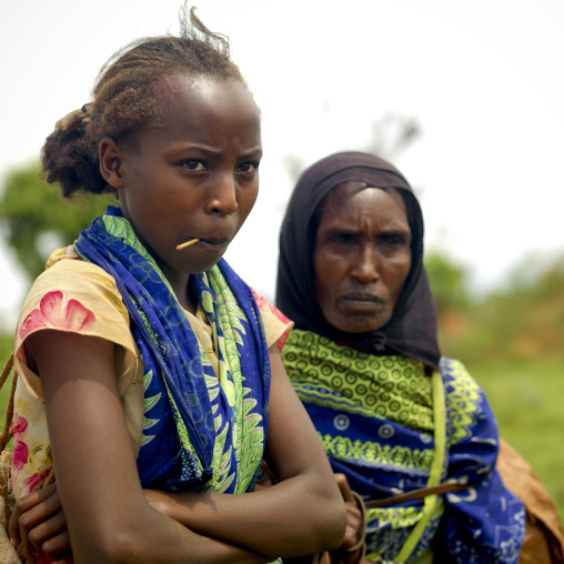 Young Girl And Senior Woman Traditionally Dressed Ethiopia