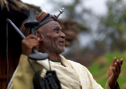 Portrait Of A Borana Tribe Chief Wearing The Kalasha On His Forehead, Yabello, Omo Valley, Ethiopia