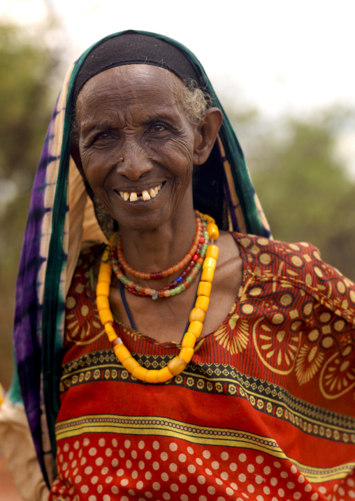 Smiling Senior Woman Dressed In Traditional Way Ethiopia
