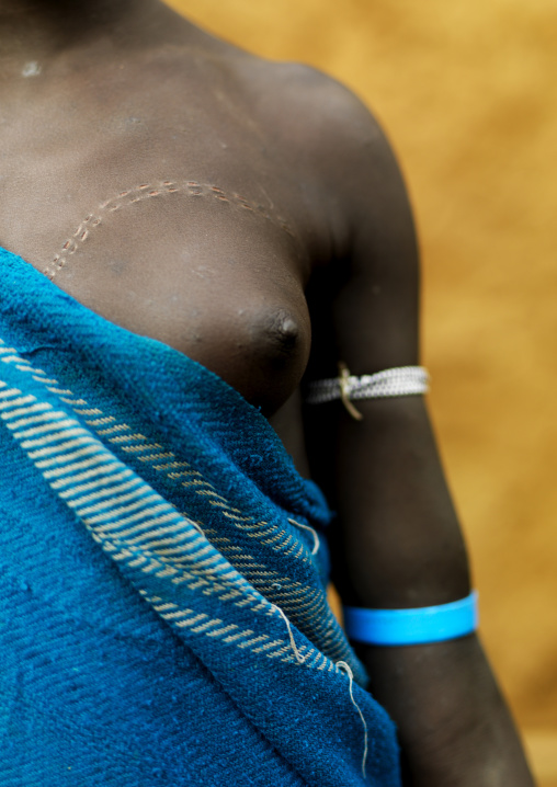 Scarifications on a woman breast in Bodi Tribe, Ethiopia