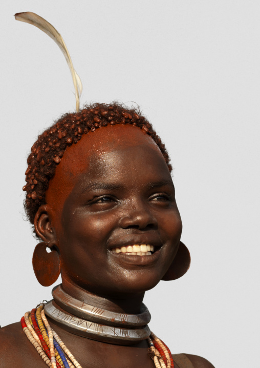 Beautiful Hamer Tribe Woman Smiling Portrait, Omo Valley, Ethiopia