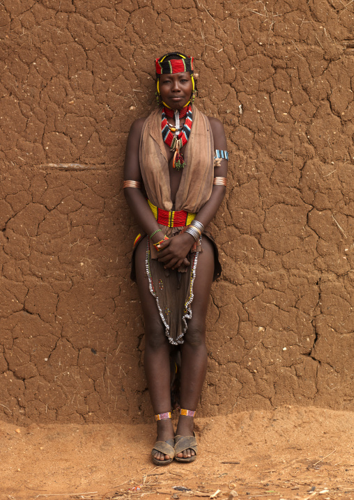Portrait Of A Hamar Tribe Woman With Traditional Clothing And Jewels, Turmi, Omo Valley, Ethiopia