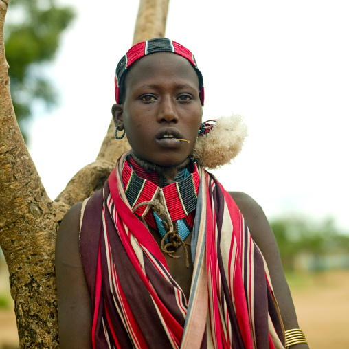 Young Traditionally Dressed Hamer Tribe Woman, Omo Valley, Ethiopia