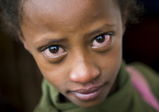 Crying Girl Looking At Camera, Jemu, Omo Valley, Ethiopia