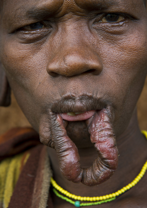 Suri tribe woman with an enlarged lip, Kibish, Omo valley, Ethiopia