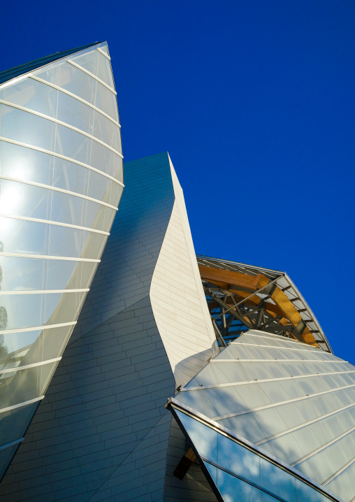 Detail Of Glass Sails Of The Louis Vuitton Foundation Museum Built By Frank Gehry, Bois De Boulogne, Paris, France