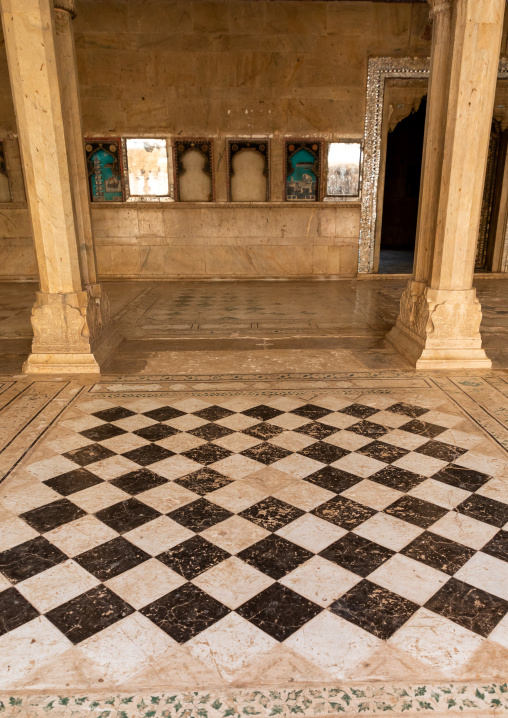 Geometric tiles in Taragarh fort, Rajasthan, Bundi, India