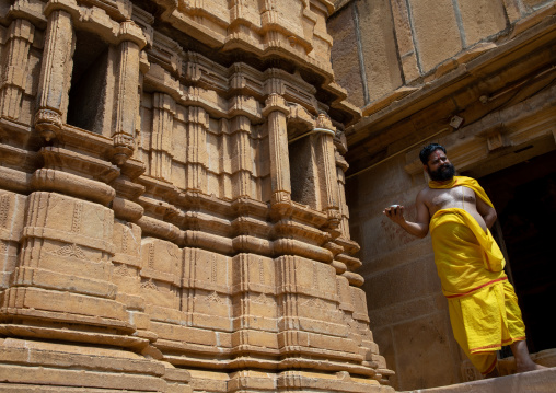 Indian priest in jain shree chandraprabhswami temple, Rajasthan, Jaisalmer, India