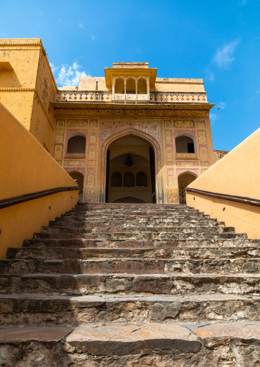 Stairs in Amer fort and palace, Rajasthan, Amer, India