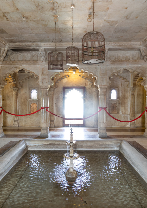 Fountain in the city palace, Rajasthan, Udaipur, India