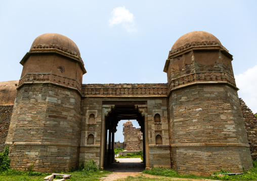 The ruined rana kumbha gate palace inside the medieval Chittorgarh fort complex, Rajasthan, Chittorgarh, India