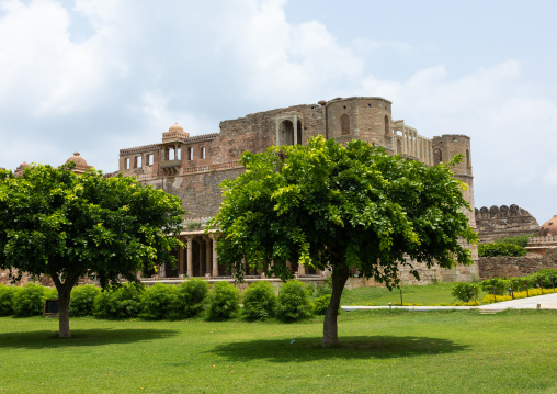 The ruined rana kumbha palace inside the medieval Chittorgarh fort complex, Rajasthan, Chittorgarh, India