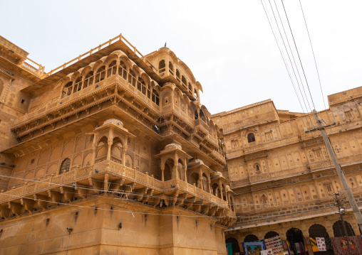 Low angle view of an old haveli, Rajasthan, Jaisalmer, India
